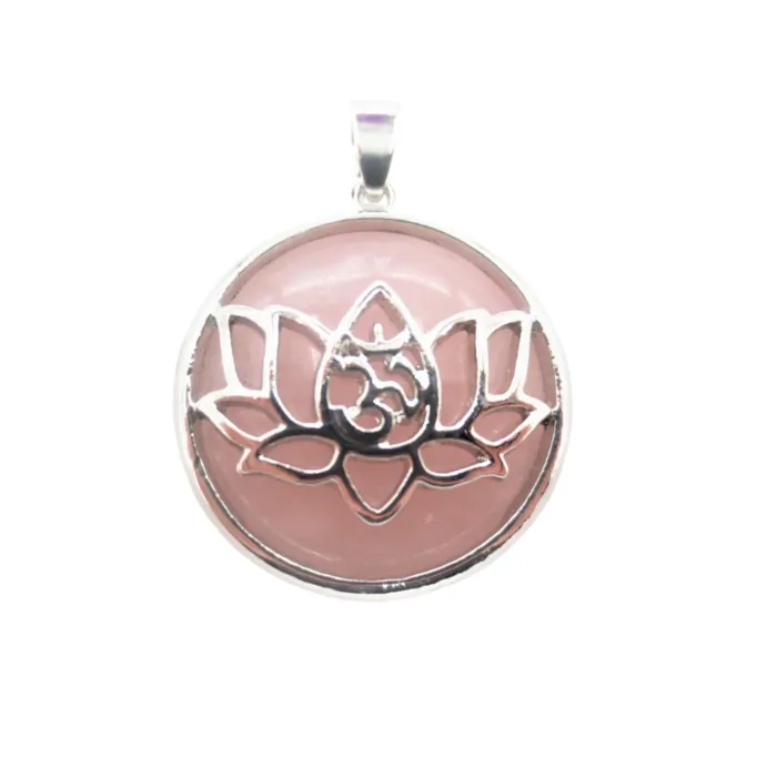 Edelsteen hanger lotus rozenkwarts