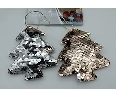 Hanger kerstboom pailletten 2 stuks