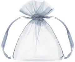 Organza zakje zilverkleurig 15 x 10 cm