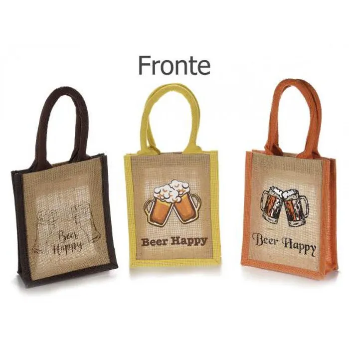 Jute tasje beer happy