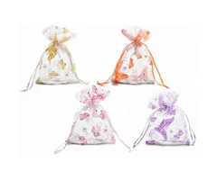 Organza zakjes met vlinderprint 13 x 18 cm