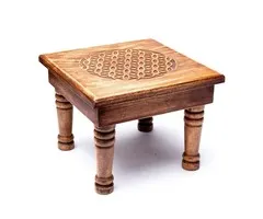 Houten bijzettafel bloem des levens