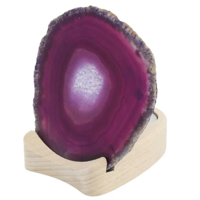 Agaatschijf paars met theelichthouder