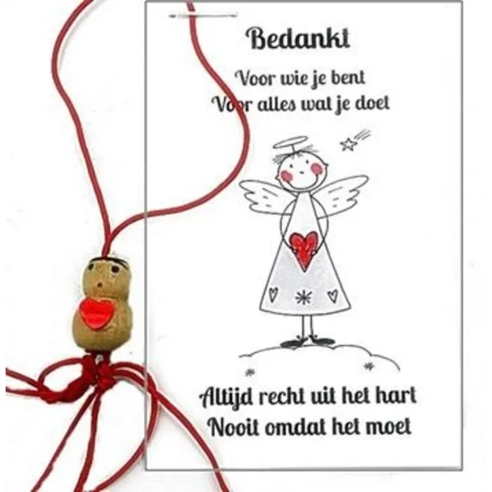 Gelukspoppetje met hartje op kaart