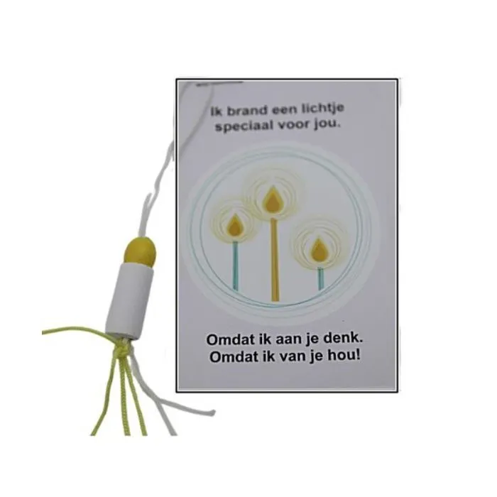 Kaarsje branden op kaartje