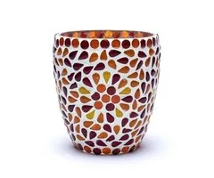 Mosaïek theelichthouder rood/geel