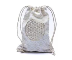 Katoenen tasje bloem des levens wit