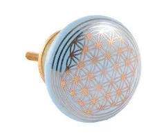 Deurknop bloem des levens licht blauw