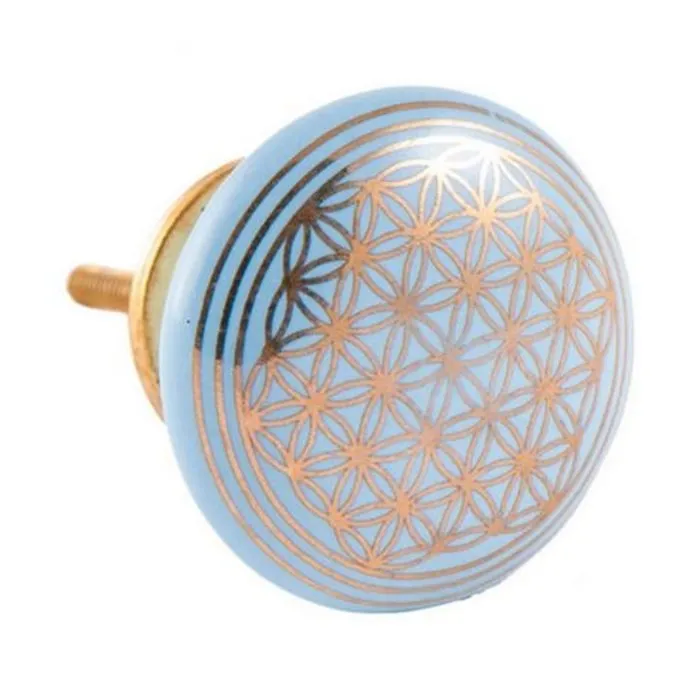 Deurknop bloem des levens licht blauw