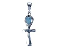 Zilver hanger ankh larimar