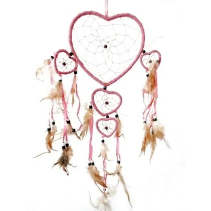 Dromenvanger hart 17 cm kleur beige