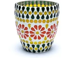 Mozaïek theelichthouder groen/geel