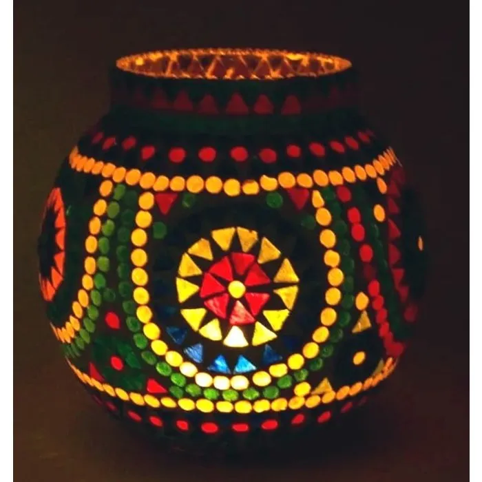 Mozaïek theelichthouder multicolour