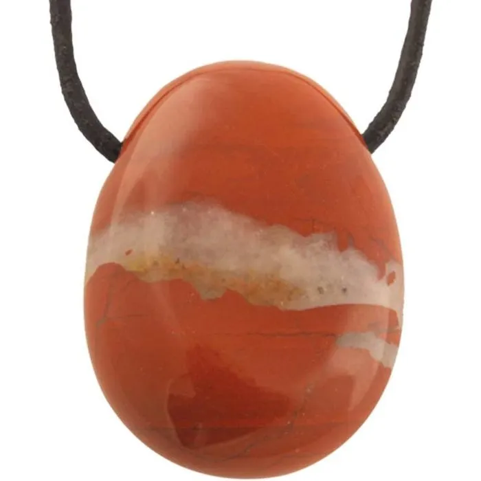 Hanger ovaal Rode Jaspis met koord