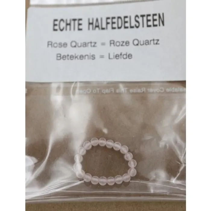 Edelsteen ring elastisch Rozenkwarts