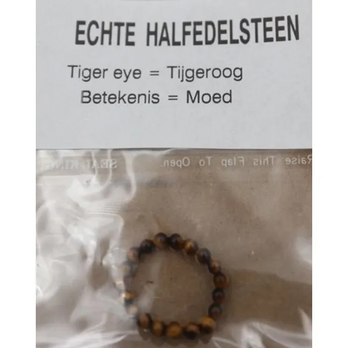 Edelsteen ring elastisch Tijgeroog