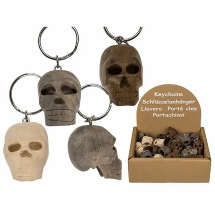 Sleutelhanger houten schedel