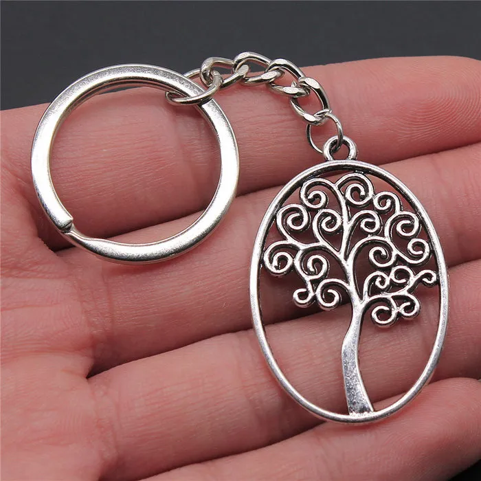 Sleutelhanger tree of life ovaal met kaartje