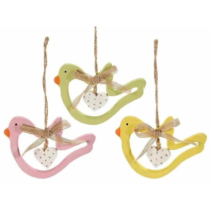 Gekleurde houten vogel met hartje