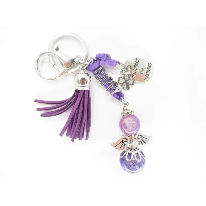 Engel edelsteen sleutelhanger Happy