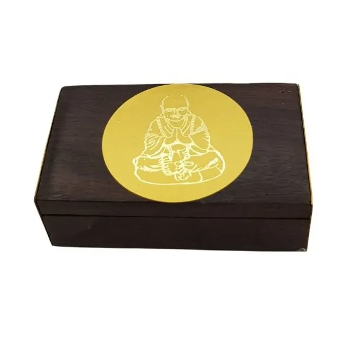 Houten mini doosje boeddha