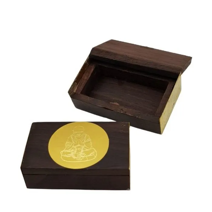 Houten mini doosje boeddha