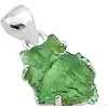 Zilveren hanger natuurlijke Moldaviet groen