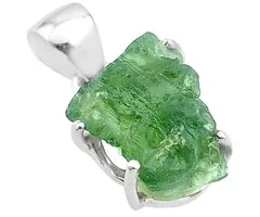 Zilveren hanger groen Moldaviet