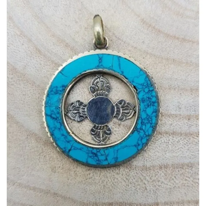 Dubbele dorje hanger Turkoois
