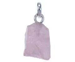 Zilver hanger ruwe Rozenkwarts