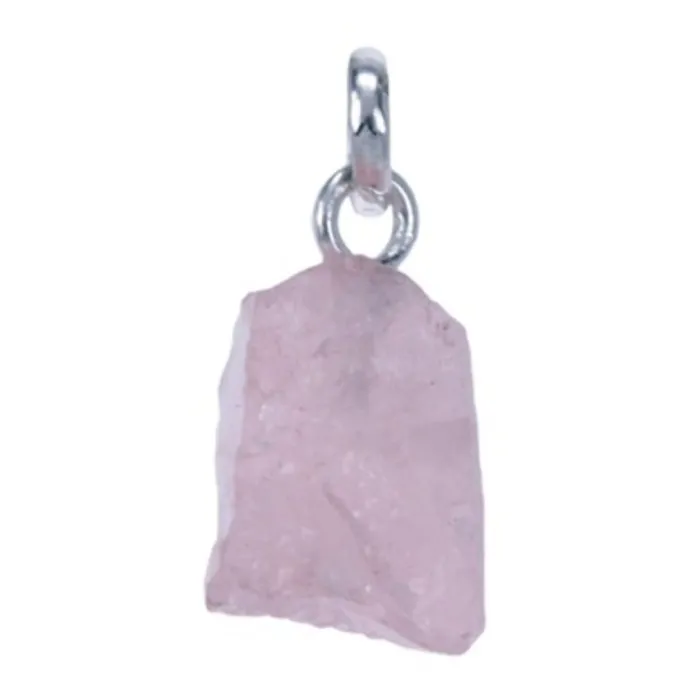 Zilver hanger ruwe Rozenkwarts