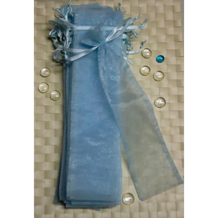Organza zakje  lang Licht blauw