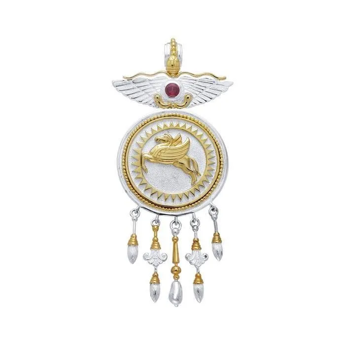 Pegasus hanger zilver met goud accenten