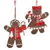 Kerstboomversiering peperkoek figuur 10cm 2 stuks