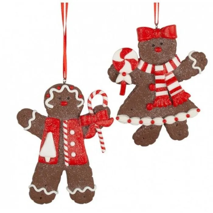 Kerstboomversiering peperkoek figuur 10cm 2 stuks