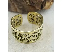 Flower of life ring brons