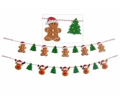 Decoratieve stoffen slinger met rendierof peperkoekmannetje