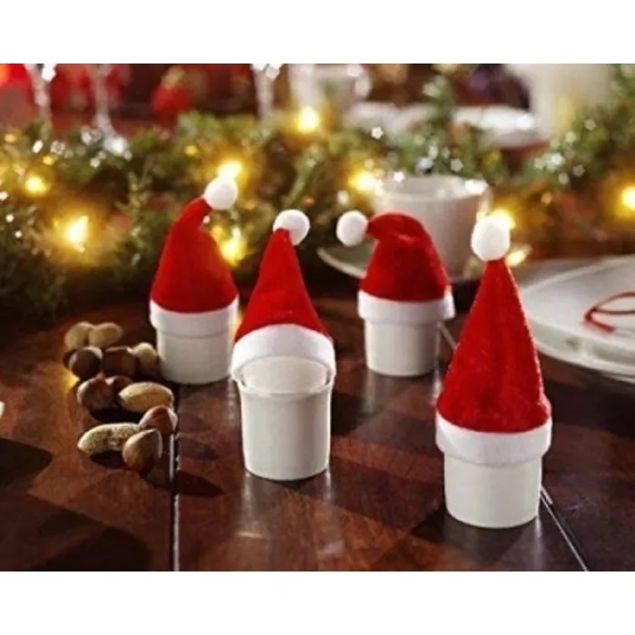Kerstmutsen voor flessen 3 stuks