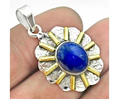 Zilveren hanger Lapis Lazuli retro look