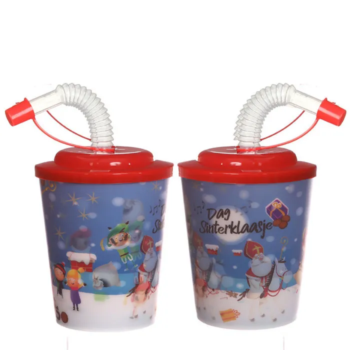 Beker sinterklaas met rietje en deksel
