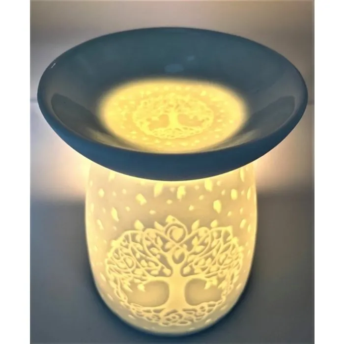 Witte oliebrander met Tree of Life design voor geur en sfeer