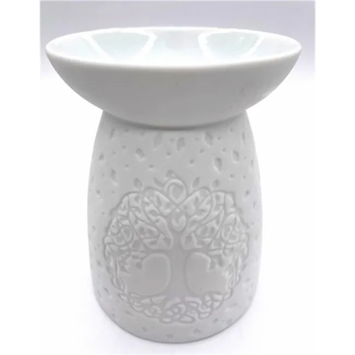 Witte oliebrander met Tree of Life design voor geur en sfeer