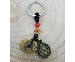 Sleutelhanger met geluksmunten en boeddha