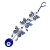Blauwe boze oog hanger met 3 vlinders