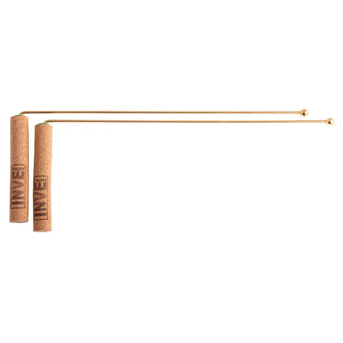 Wichelroede met kurken handvat en vergulde kogeleinden