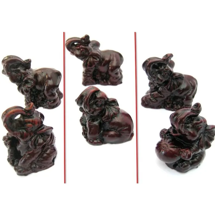 Olifantje rood/bruin set van 2 met organzazakje