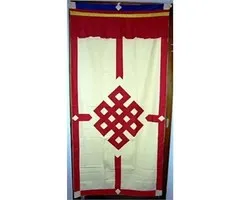 Tibetaans deurkleed rood ecru