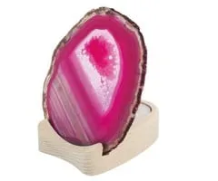 Agaatschijf roze  met theelichthouder