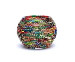 Mozaïek theelichthouder gekleurde strepen