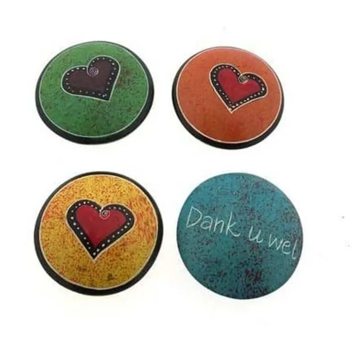 Speksteen rond  met hart – dank u wel